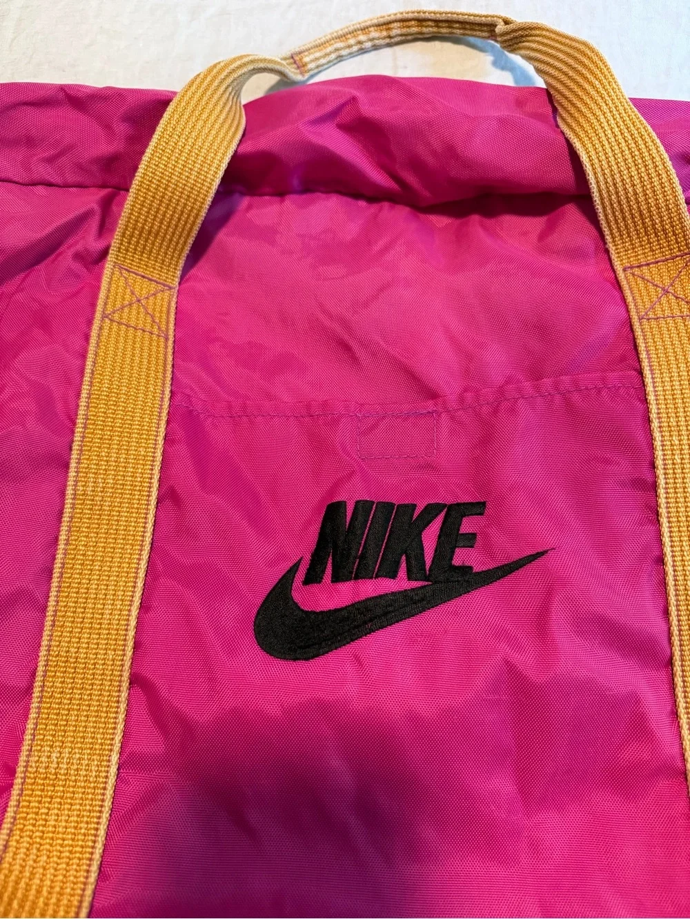 Nike Pink Travel Duffel with Yellow Handles